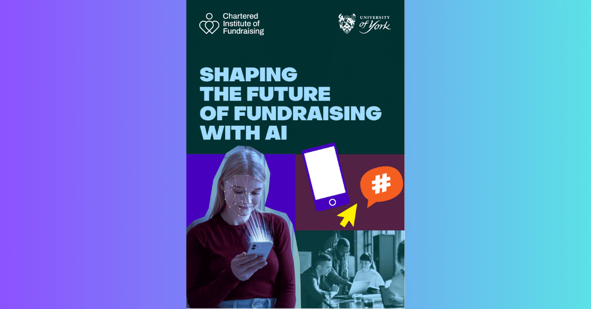 Front cover of CIOF and University of York report 'Sharping the Future of Fundraising with AI'