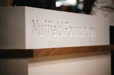 Nuffield Foundation, carved in stone.