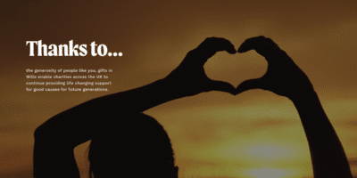 Remember a Charity Week 2025 - thanks to... A person holds up two hands against a sunset backdrop, making a heart shape.