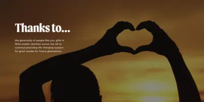 Remember a Charity Week 2025 - thanks to... A person holds up two hands against a sunset backdrop, making a heart shape.