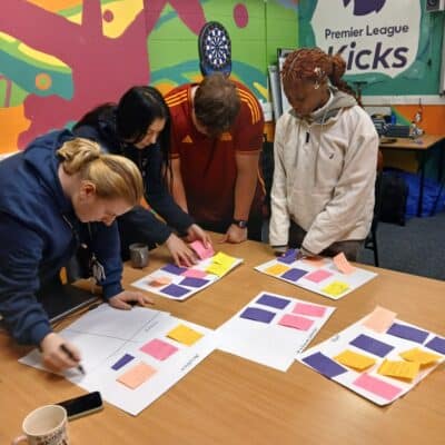 Ayomide Adeyemi working with a group as part of her research for the Peer Action Collective, previously funded through the #iwill Fund