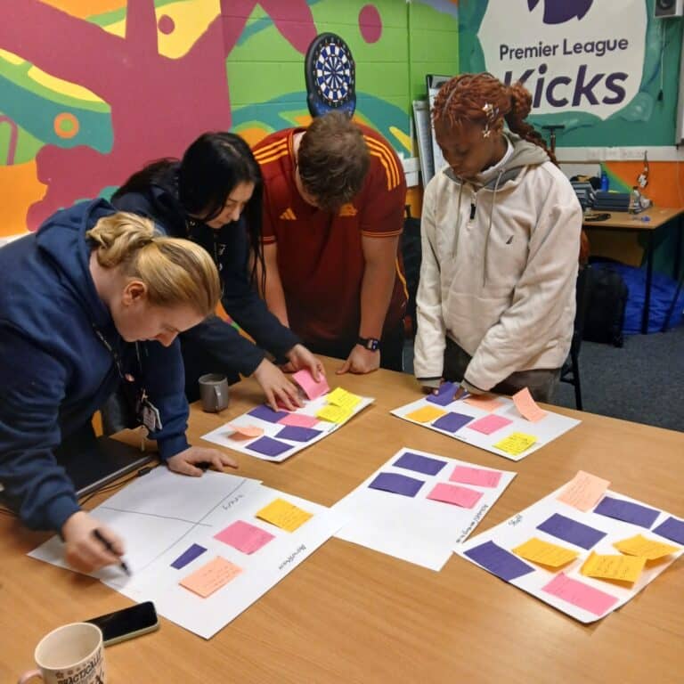Ayomide Adeyemi working with a group as part of her research for the Peer Action Collective, previously funded through the #iwill Fund