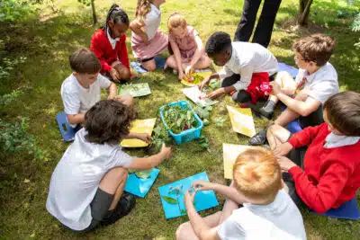 Pupils and staff at Evelyn Community Primary School in Prescot, Merseyside, on 16th July, 2025, take part in WWF’s Happy By Nature schools programme – helping children get their daily dose of nature through learning and play.