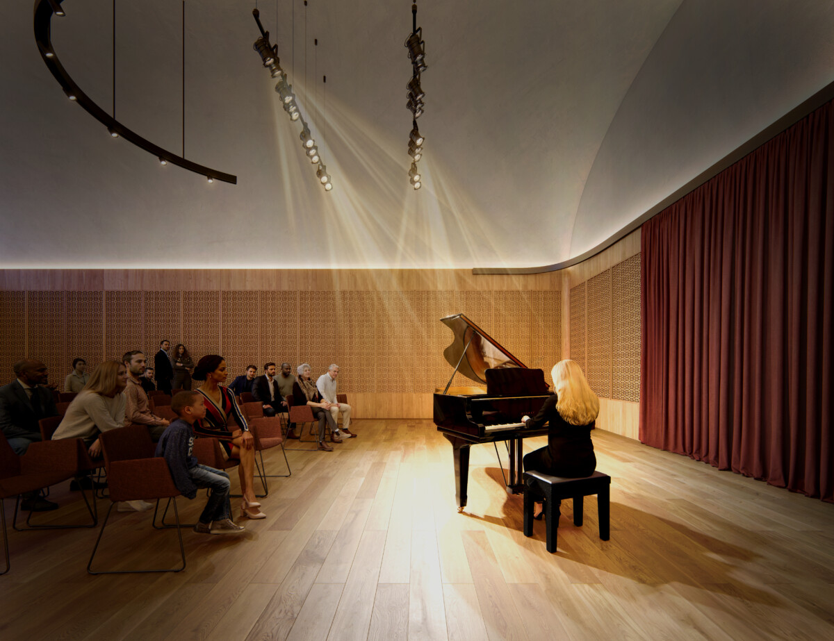 Royal Academy of Music Recital Hall early designs. Copyright Wright & Wright Architects