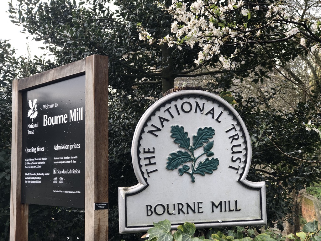 National Trust sign at Bourne Mill.