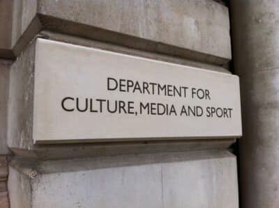 Sign in Whitehal for the Department for Culture, Media and Sport