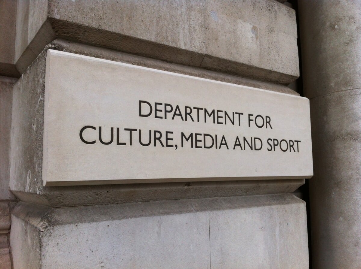 Sign in Whitehal for the Department for Culture, Media and Sport