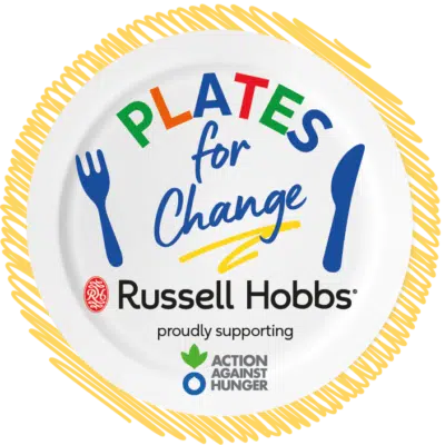 Logo of Russell Hobbs' Plates for Change campaign for Action Against Hunger