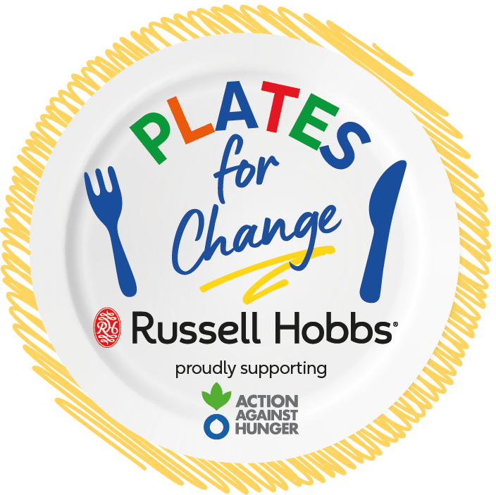 Logo of Russell Hobbs' Plates for Change campaign for Action Against Hunger