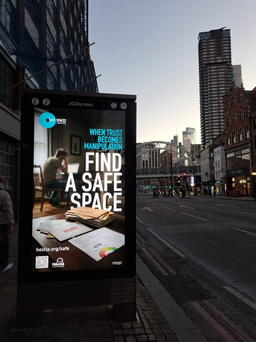 Hestia 'Find a Safe Space' digital billboard campaign