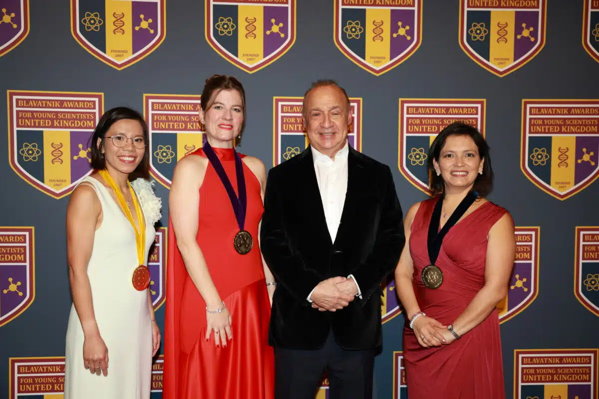 Sir Len Blavatnik and the three 2026 Laureates at the gala awards ceremony in London.