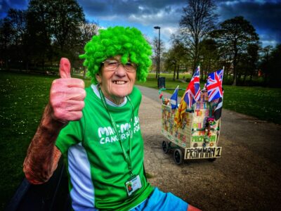 John Burkhill, Sheffield's Pram Man, raising funds for Macmillan