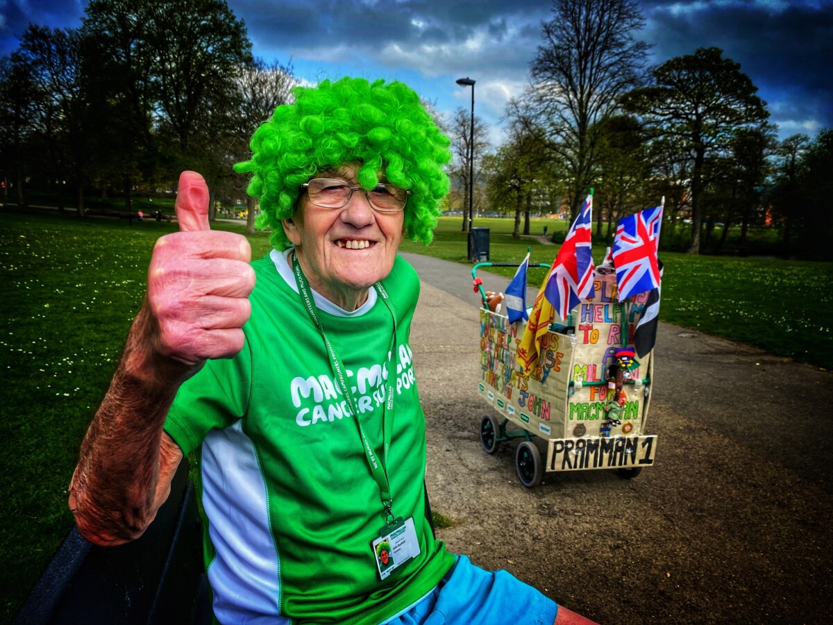 John Burkhill, Sheffield's Pram Man, raising funds for Macmillan