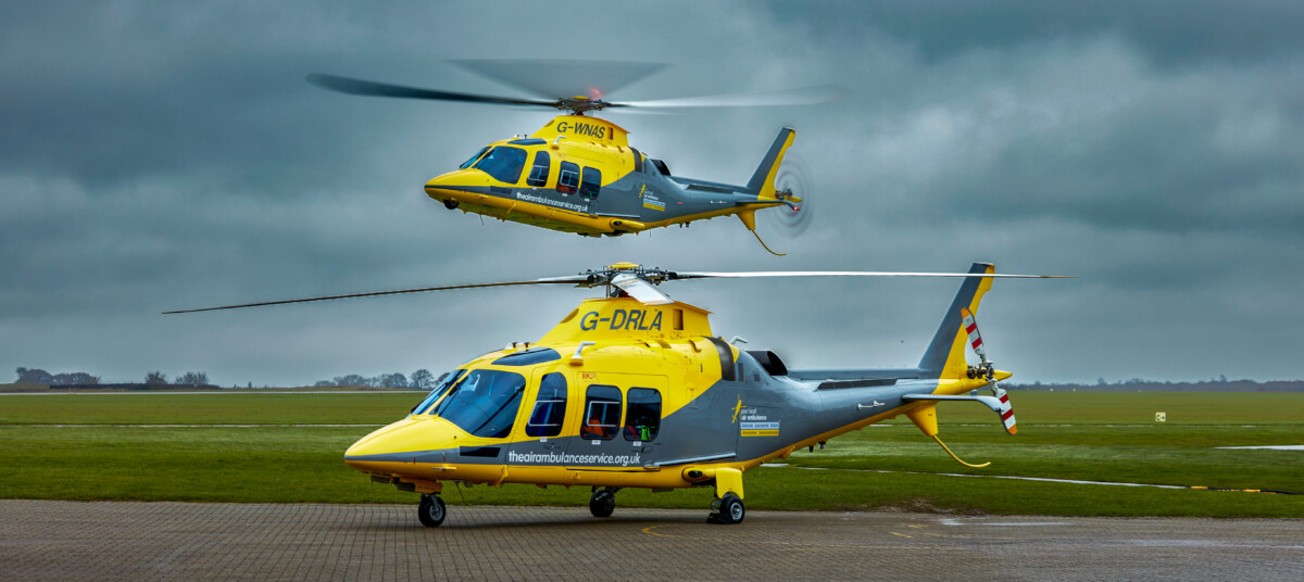 Two Air Ambulance Service helicopters.