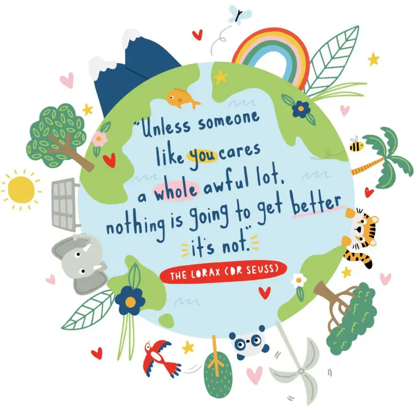 Unless someone like you cares a whole awful lot, nothing is going to get better, it's not". Quote from The Lorax (Doctor Seuss) quoted with illustration on SuperKind.org.