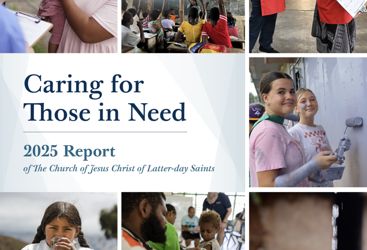 Detail from cover of Caring for Those in Need, Church of Jesus Christ of Latter Day Saints' 2025 annual report