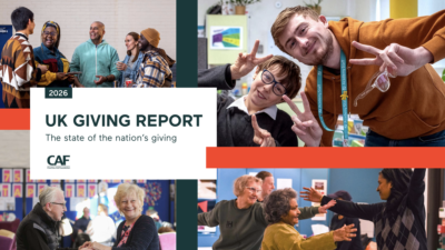 Cover of CAF's UK Giving Report 2026, "the state of the nation's giving".