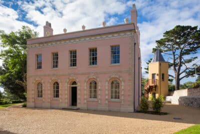 Landmark Trust property Belmont in Lyme Regis in pink.