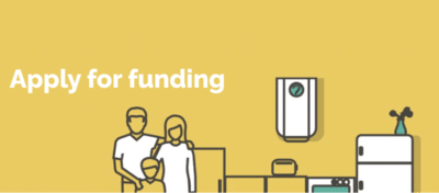 Illustration of a family at home in their kitchen.